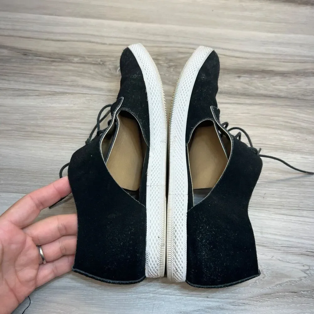 All Black Womens Micro Suede Lace‎ Up Shoes Size 40 US 9 Black Side Cut